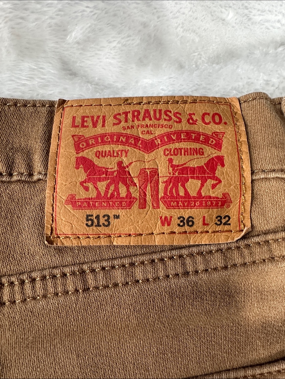 LEVI’S 513 MensTan Straight-Leg Canvas Chinos with Stretch 36x29 Trusted Brand - Picture 15 of 17